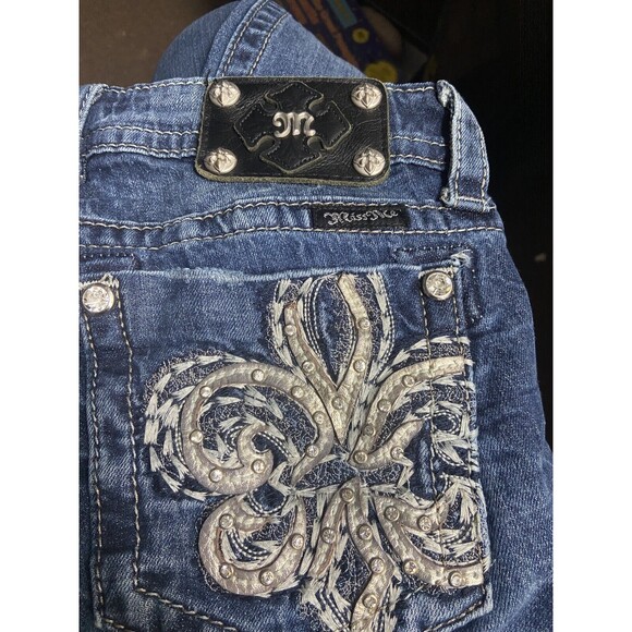 Miss Me Jeans Size 28 Blue Bling Western Rockabilly JP5748b Bootcut Low Rise - Picture 7 of 11